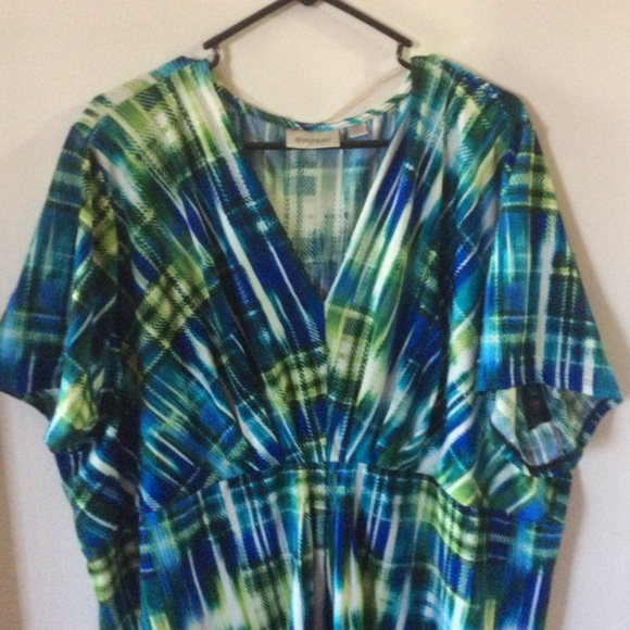 Avenue Tops - Avenue Woman’s Plus Blue &Green Plaid Blouse 30/32